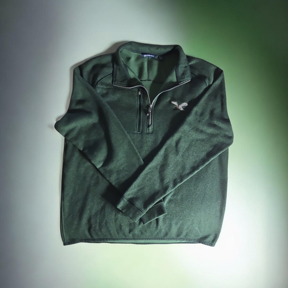 Cutter & Buck Green Quarter-Zip Fleece with Embroidered Eagle - Picture 3 of 12